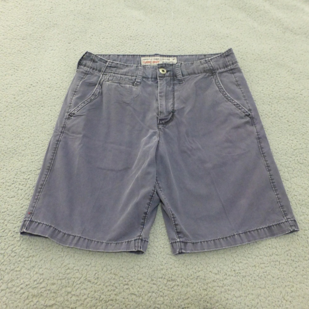 American Eagle Chino Shorts Mens Size 32 Classic Length Navy Blue Preppy